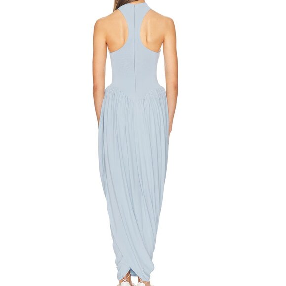 Helsa The Duchess Jersey Midi Dress XSmall Summer Sky Blue Knit Cocktail Party - Picture 10 of 11